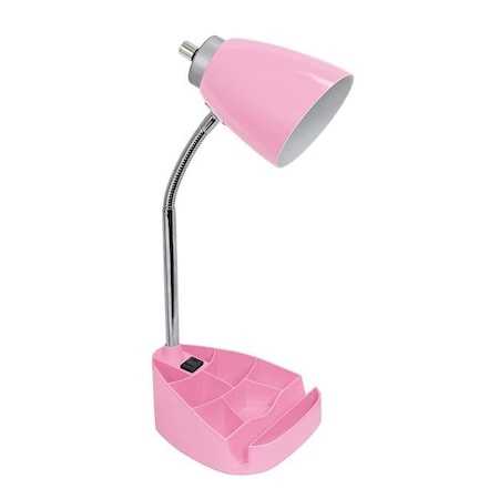 Feeltheglow Gooseneck Organizer Desk Lamp with iPad Tablet Stand Book Holder & Charging Outlet; Pink FE881583